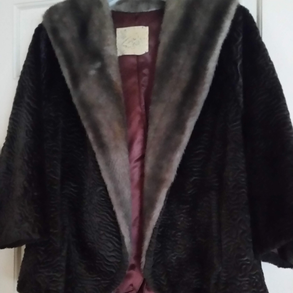 Vintage Womens Faux Fur Coat 1950s